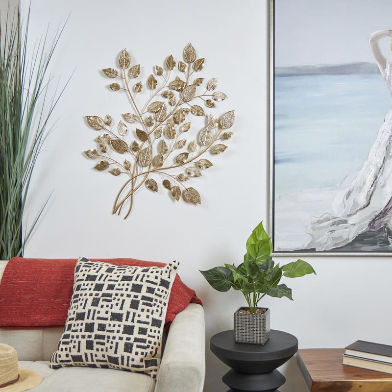 Metal Leaf Large Metallic Wall Decor - Gold - Roche River Decor