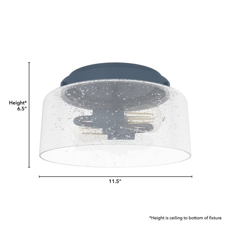 Hunter Hartland 2-Light Flush Mount Ceiling Light, Damp Rated - Bathroom, Bedroom, Hallway - Farmhouse, Industrial
