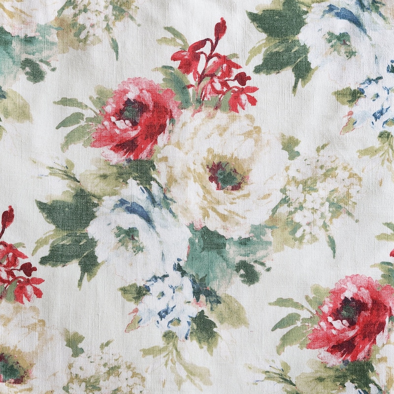 HiEnd Accents Peony Washed Linen Watercolor Flower Print Chic Casual Flanged Euro Pillow Sham, 27x27 inch