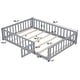 preview thumbnail 15 of 21, Wooden Full Size Floor Platform Bed with Fence and Door for Kids