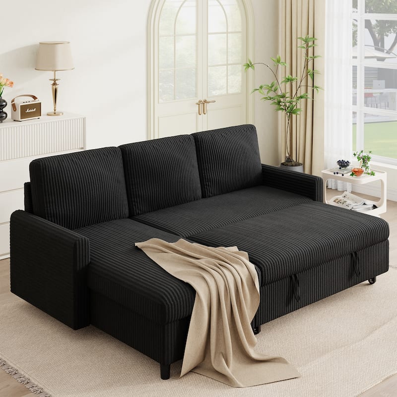 Futzca Convertible Corduroy Sofa Bed with Storage