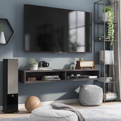 DH BASIC Wall-Mounted Gray 60" Open Shelf TV Console by Denhour