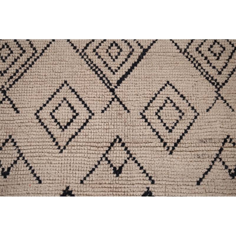 Beige Moroccan Oriental Area Rug Hand-Knotted Wool Carpet - 4'8" x 8'3"
