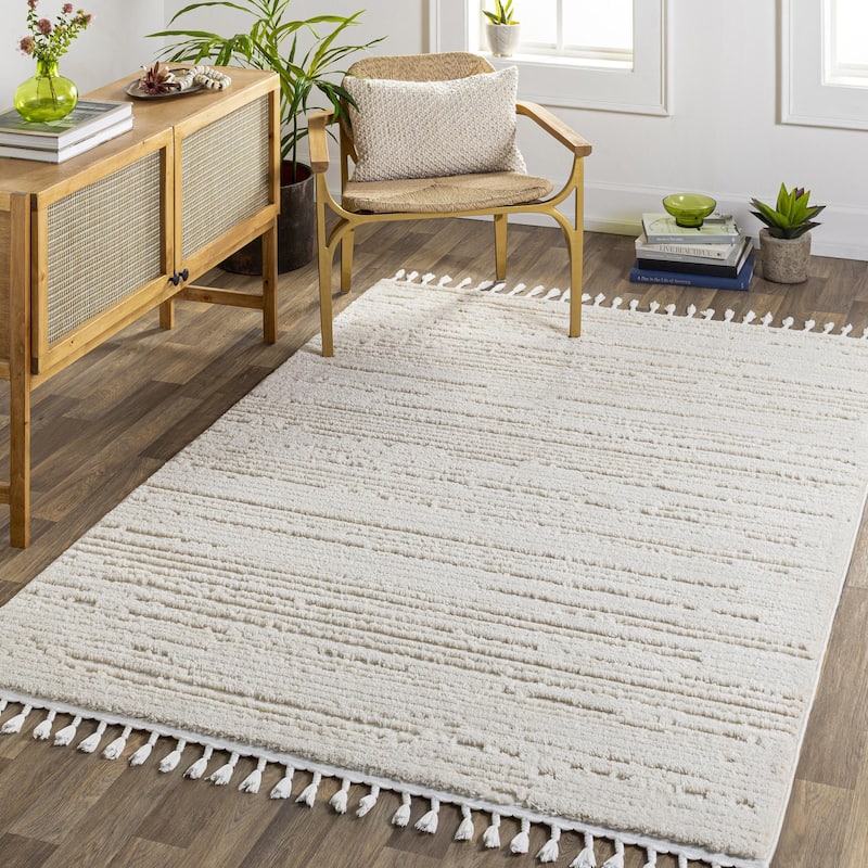 Livabliss Azilal Transitional Abstract Area Rug - Cream - 6' 7" x 9' - Rectangle