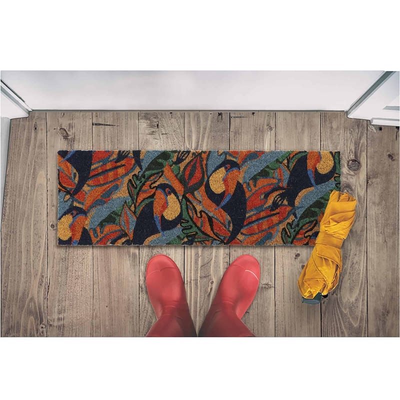 Toucans 30x10 Long Sheltered Front Door Mat Coco Multicolor