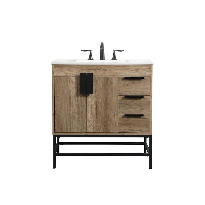 Elegant Lighting VF48832 Eugene 32" Free Standing Single Basin Vanity - Natural Oak - Oak Finish