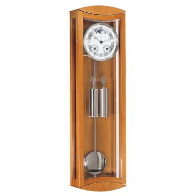 Rectangular Pendulum Wall Clock - 31" - Cherry Finish