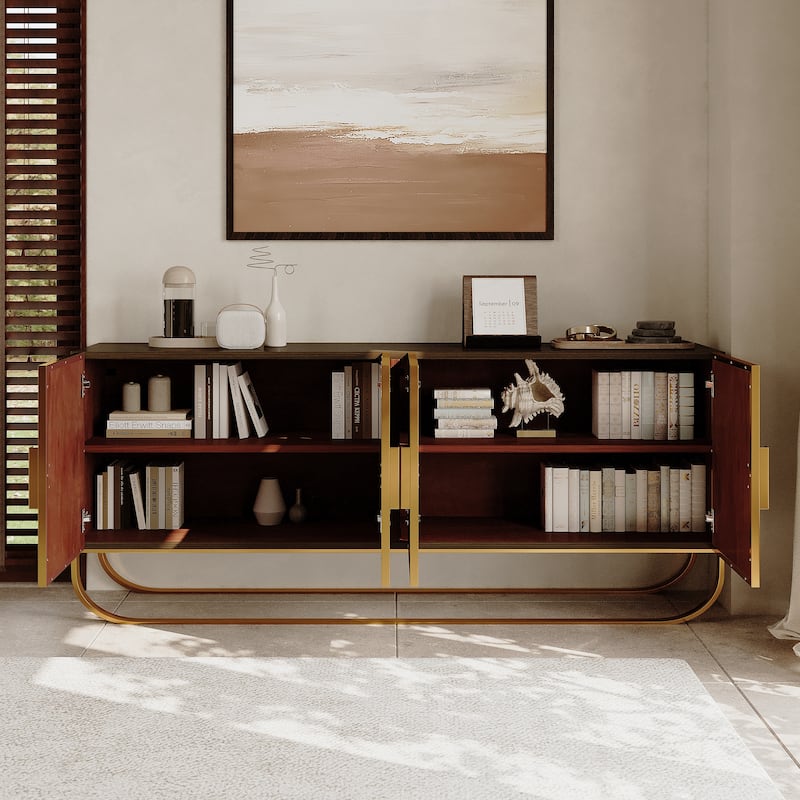 Clihome Furniture Wood 4-Door Accent Cabinet