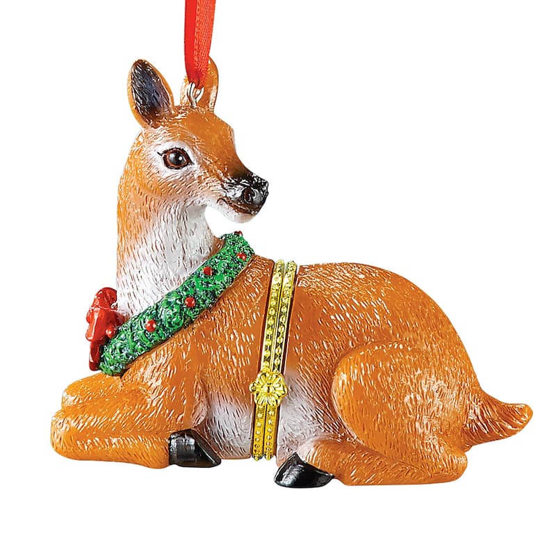 Animal Christmas Ornament Trinket Boxes - 5.130 x 4.000 x 3.880