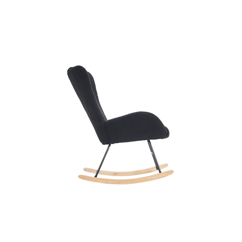 Solid Wood Legs Reading Chair with Teddy Fabric Upholstered