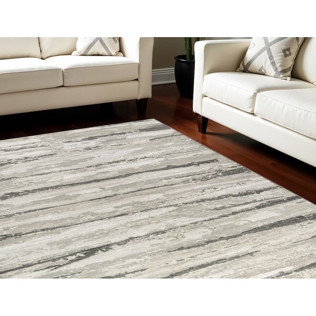 Power Loomed Abstract Modern Non Skid Stain Resistant Area Rug - 118' X '94' X '0.5
