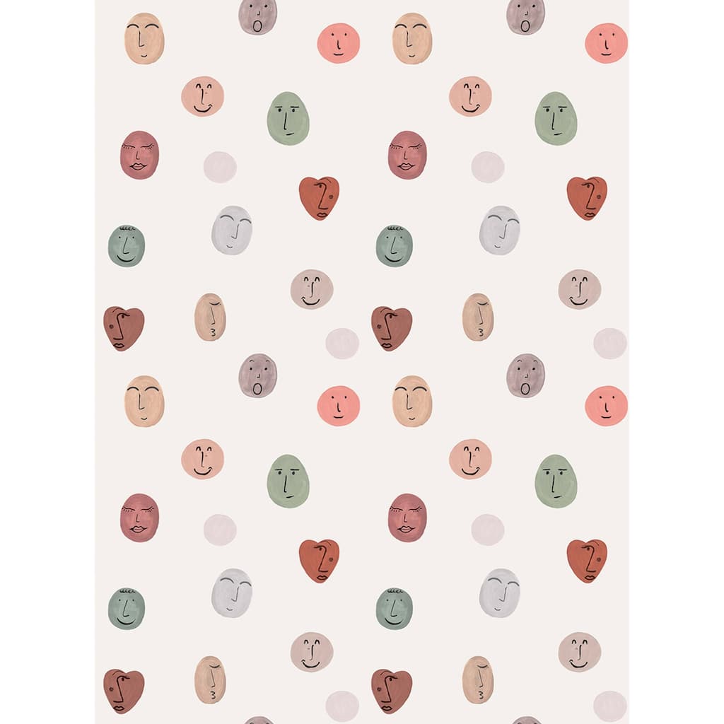 Galerie Wallcoverings Day Dreamers Collection Multi-Colored Smiley Faces 78.7-Inches Wide x 9.3-Feet High 4-Panel Wall Mural