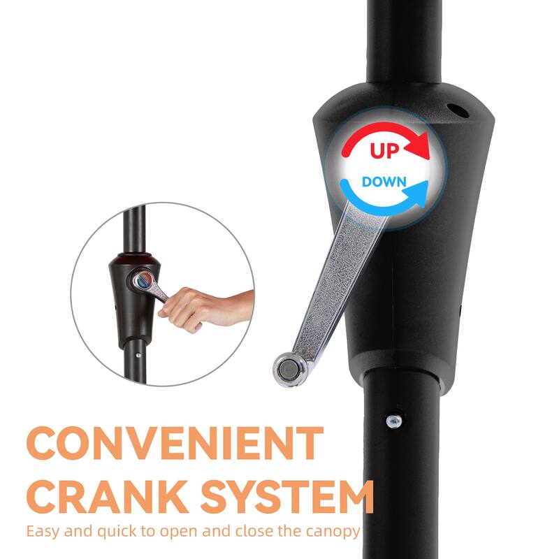 6.5*10ft Rectangular Patio Market Umbrella with LED Lights,Crank & Tilt