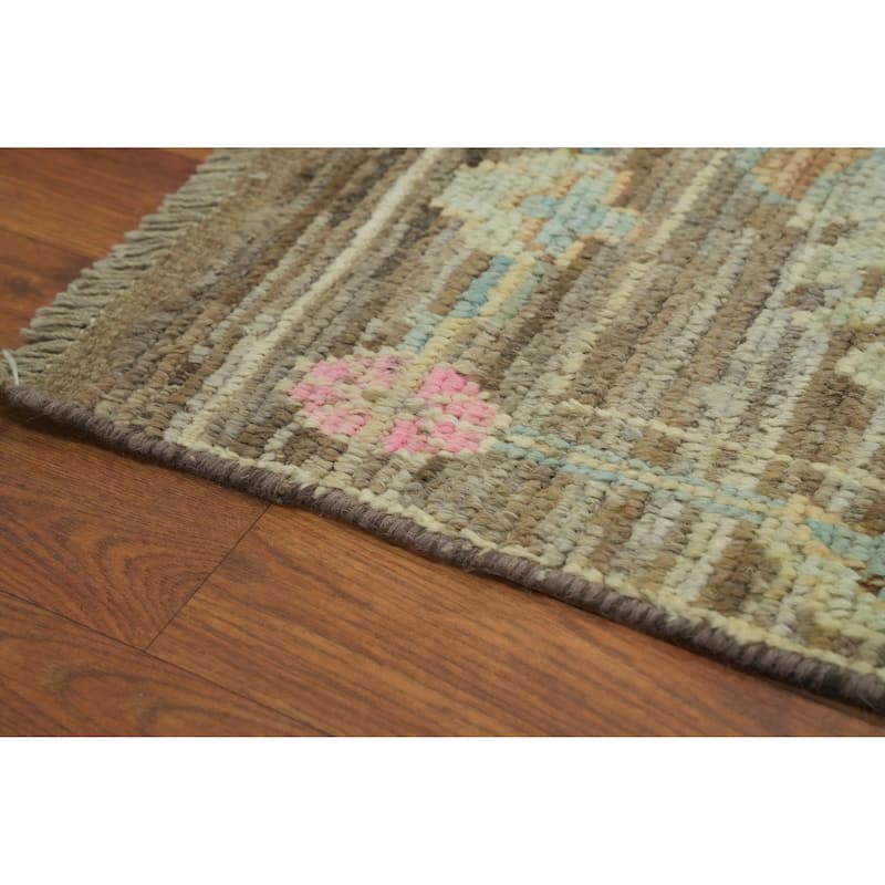 Hand Knotted Oriental 100% Wool Carpet Transitional All-Over Brown Oushak Area Rug - 17' 8'' X 12' 0''