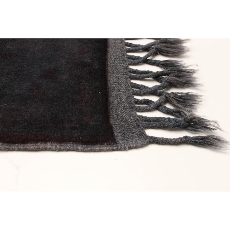 ECARPETGALLERY Hand-knotted Color Transition Charcoal Wool Rug - 2'9 x 9'7