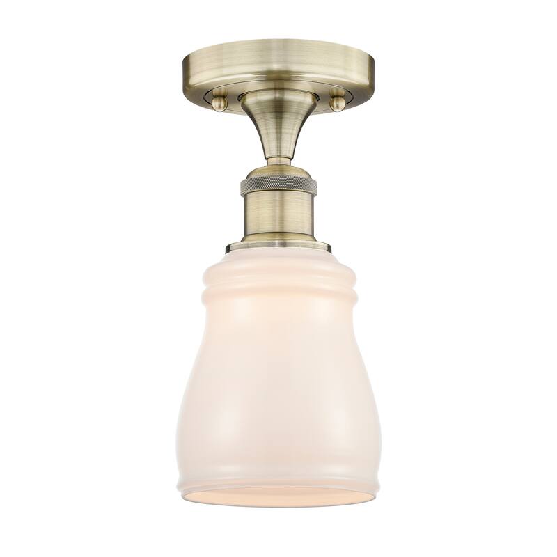 Innovations Lighting Ellery - 1 Light 5" Semi-Flush Mount - Antique Brass/White