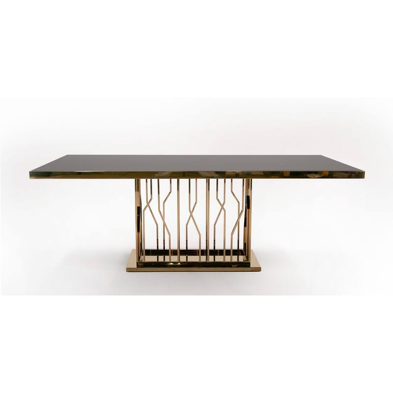 Modrest Marston Modern Black Glass & Rosegold Dining Table