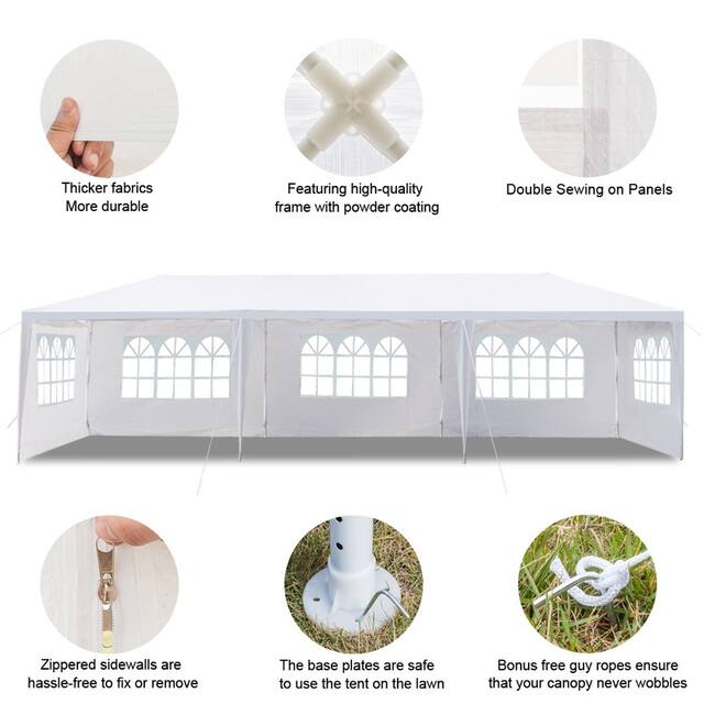 30-foot White PE/Iron Spiral Interface Wedding Party Canopy Tent