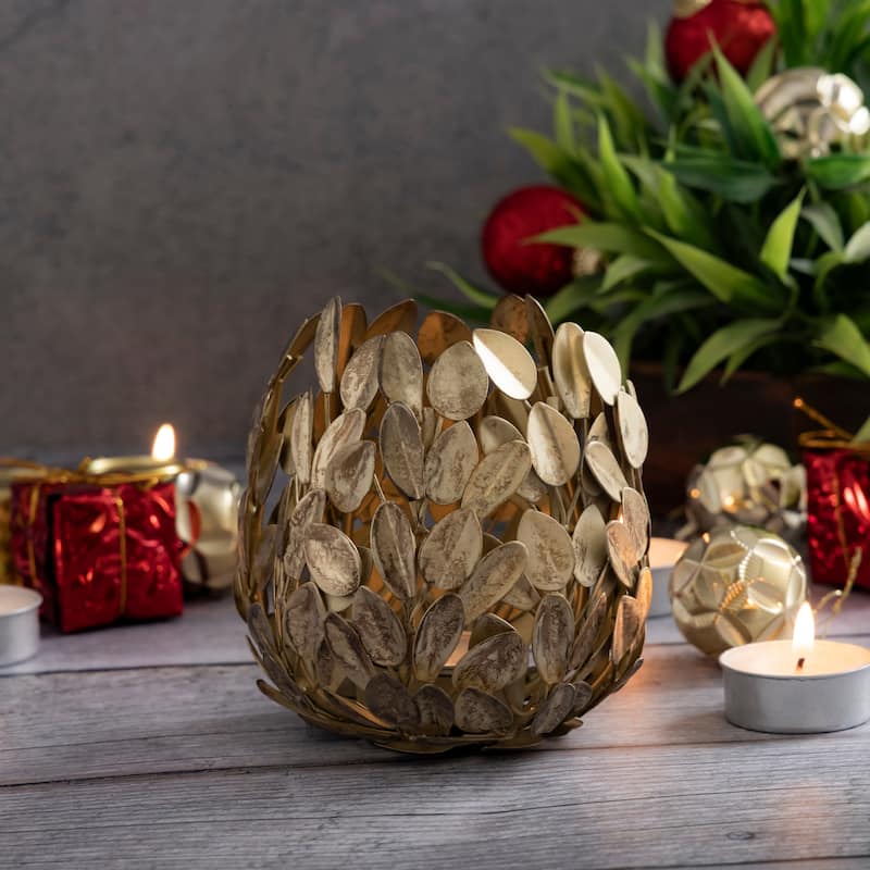 Votive Dia 4.25" Gold Crackle- ST - GOLD CRACKLE