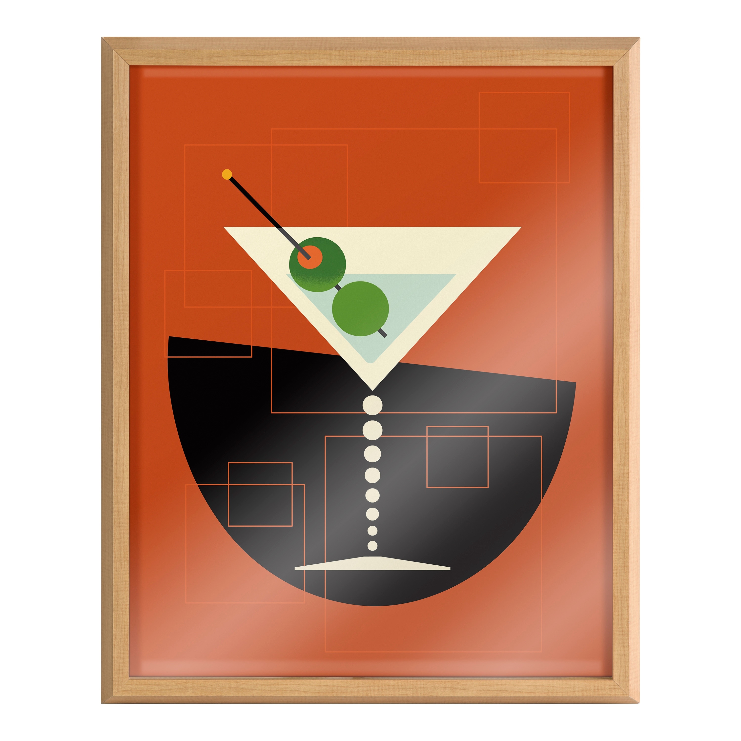 Kate and Laurel Blake Gold, Cocktail Wall Leaders Art Amber Dark Chic  Framed Old Glass Fashioned Decor Designs, Printed by Wall 16x20 Mid-Century 