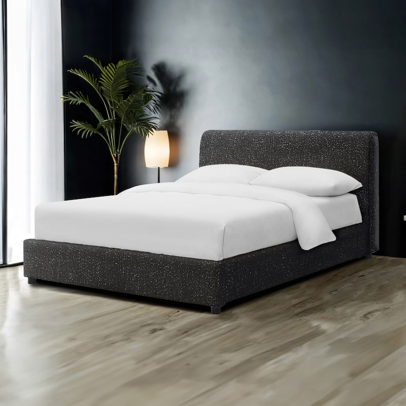 Furniture of America Vanessa Modern Boucle Upholstered Platform Bed - Black - Queen