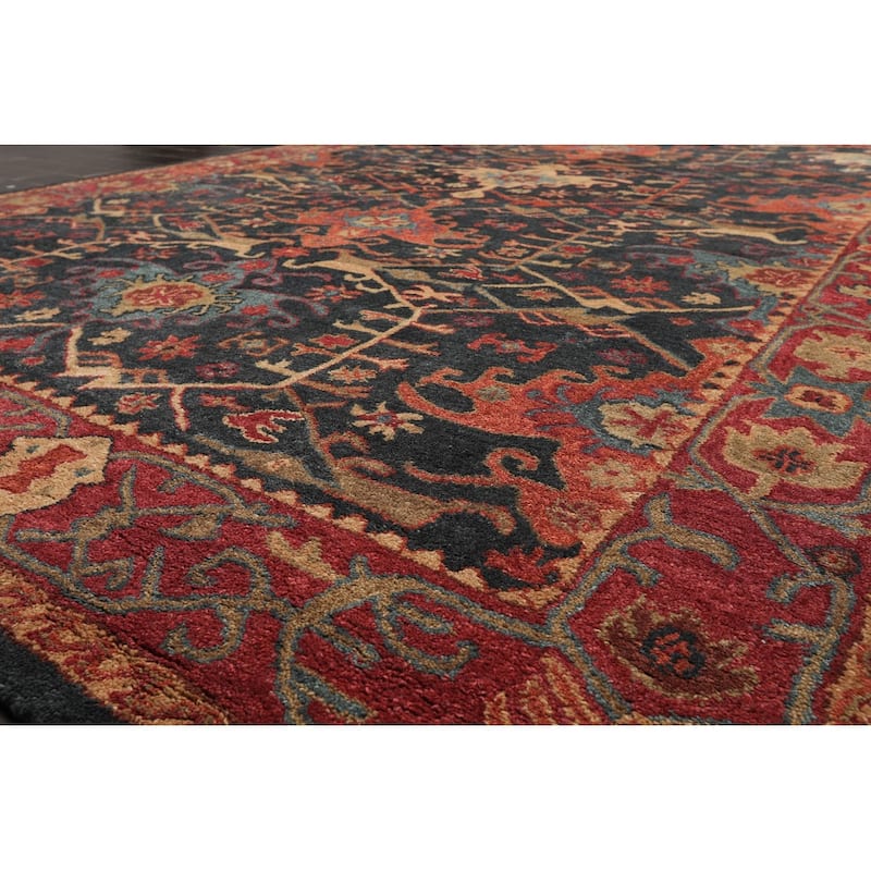 Hand Tufted Hand Made Wool Arts & Crafts Oriental Area Rug Dark Blue