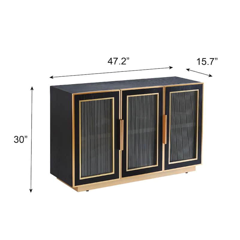 StyleCraft Aurelia 3-Door Sideboard - Ebony & Gold