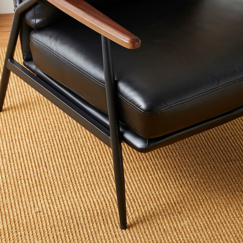 Glitzhome Leatherette Accent Armchair With Metal Frame