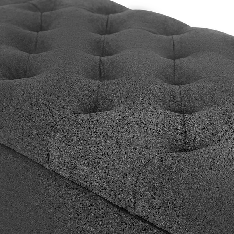 Adeco Rectangle Storage Ottoman Bench for Living Room, Bedroom