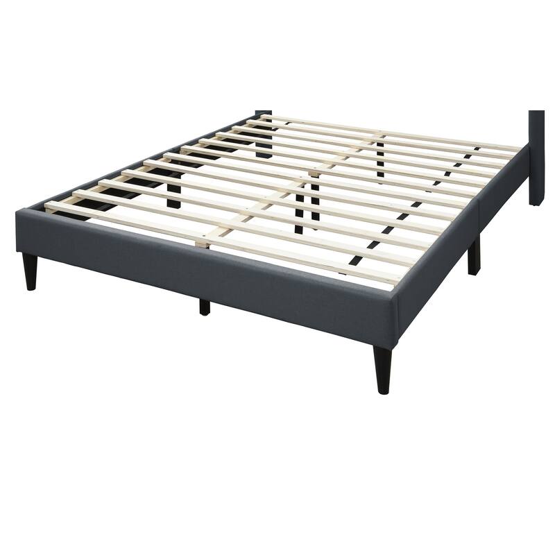 Queen Size Upholstered Platform Bed with Diamond Stitch Headboard and Modern Platform Design
