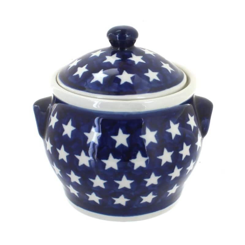 Blue Rose Polish Pottery 1096 Zaklady Small Canister - Stars