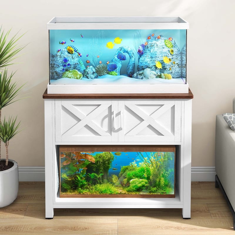 Moasis 40-50 Gallon Aquarium Stand Cabinet Fish Tank Stand with Power Outlets - White