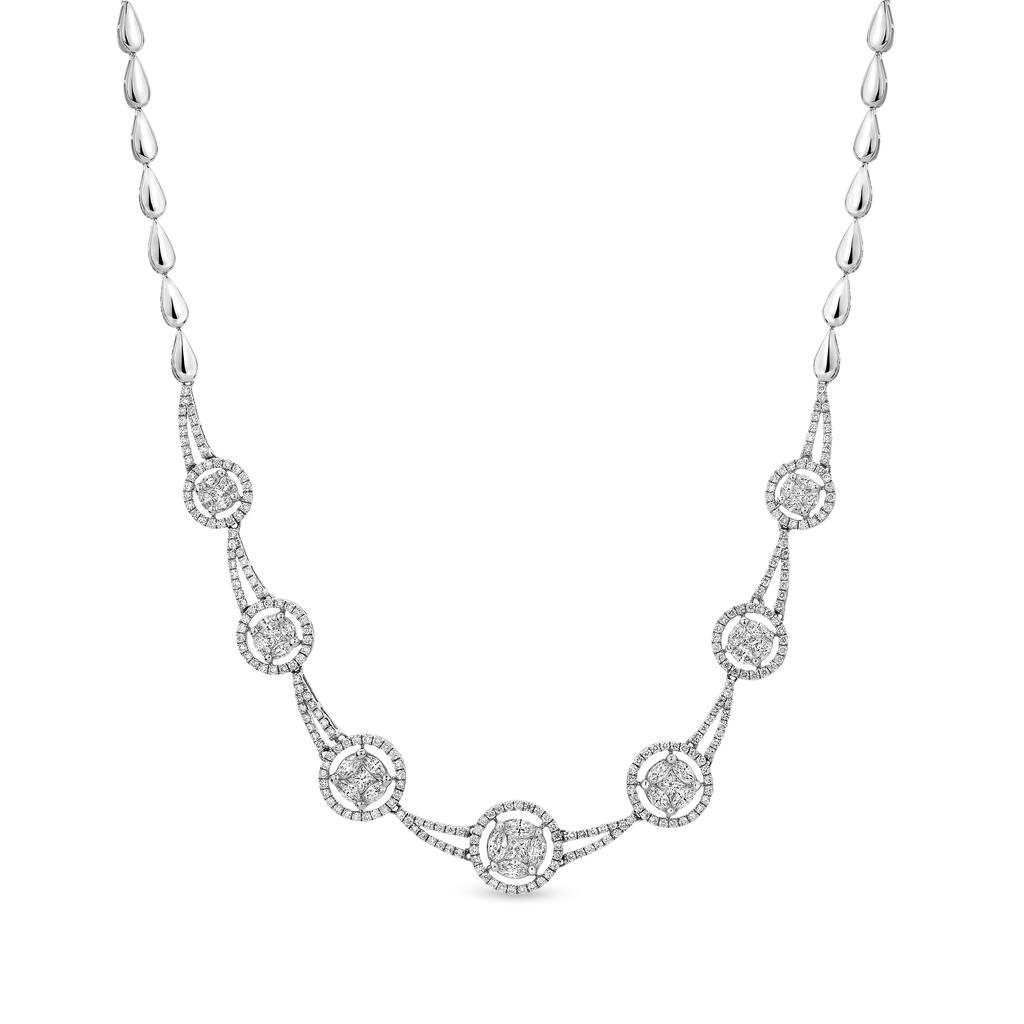 14KW Marquise and Princess Diamond 3 1/2 CTW. Necklace
