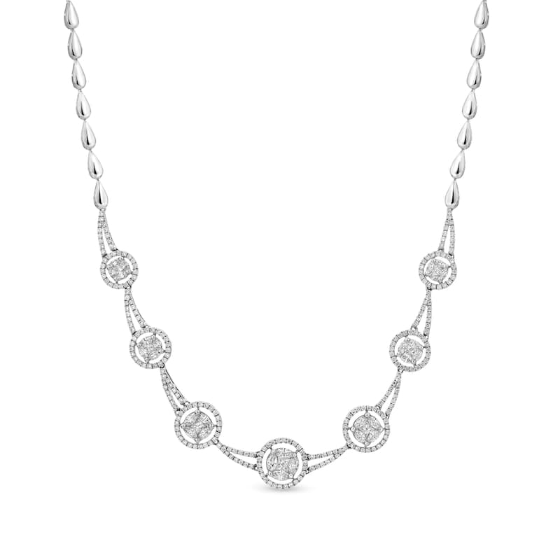 14KW Marquise and Princess Diamond 3 1/2 CTW. Necklace