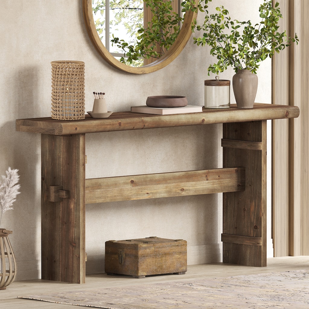 63 Inch Solid Wood Console Table for Entryway - 63" L x 11.8" W x 31.5" H