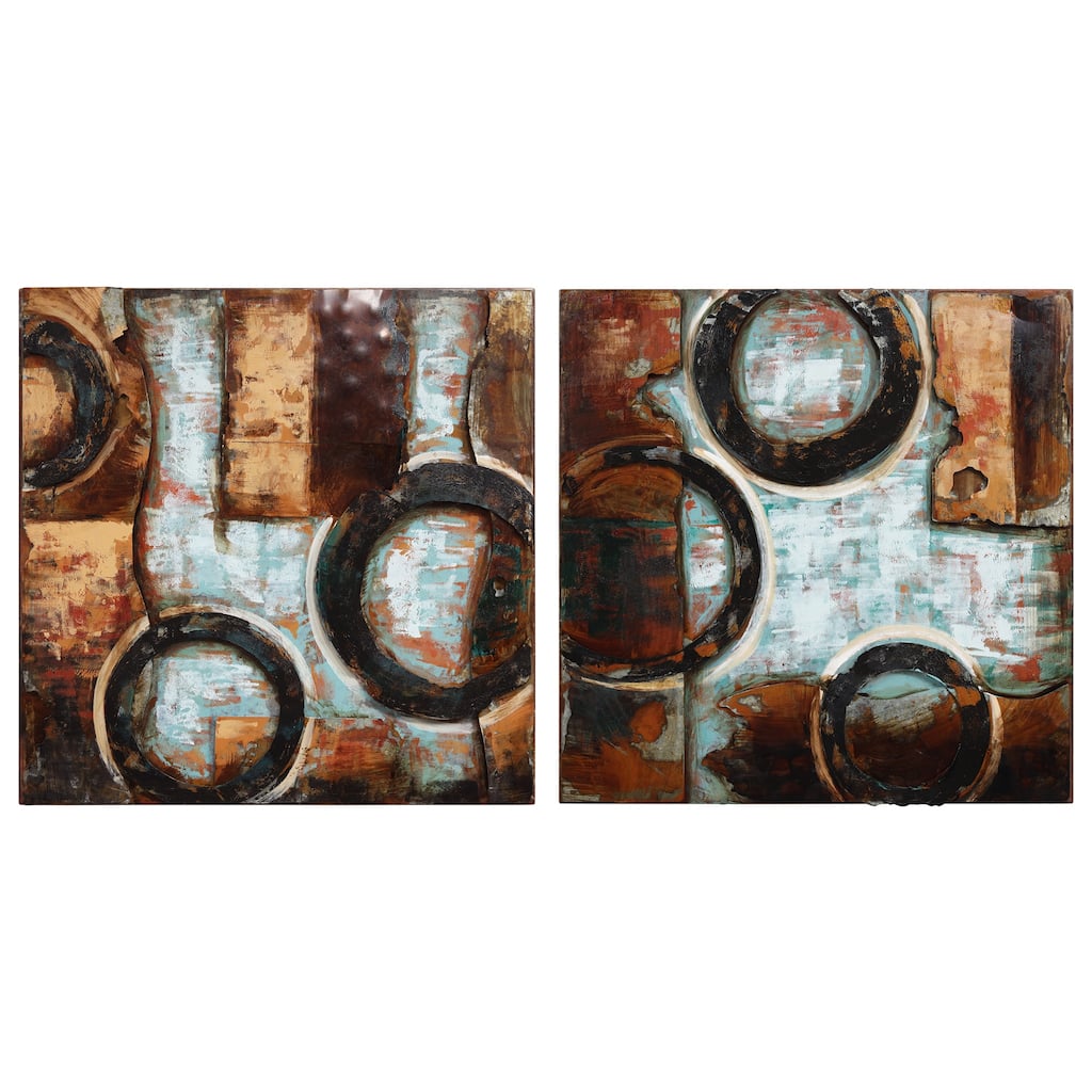 Revolution Abstract Mixed Media Iron Hand Painted Dimensional Wall Art