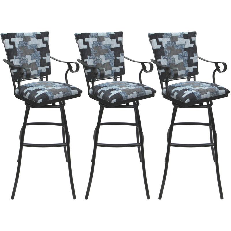 Set of 3 Outdoor Indoor Bar Stool Counter Extra Tall - Jenna PB Arms - Craftsman Flint - Gray - Counter Height