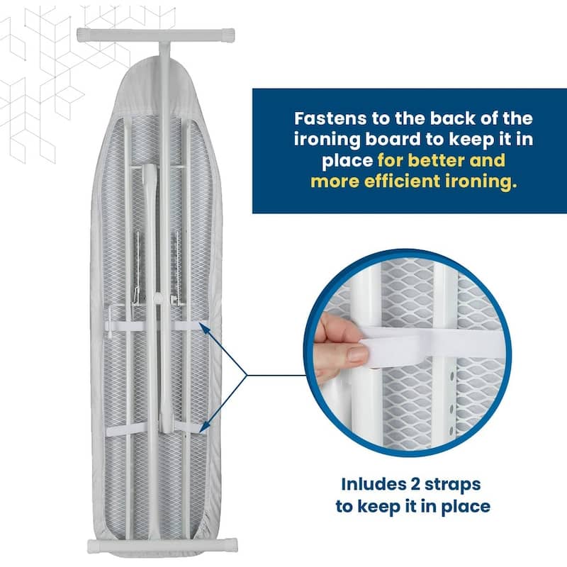 Ironing Board Cover and Pad- 54" x 15" Reflective Silicone Resists Scorching, Burning, and Staining - Elastic Edge and Straps