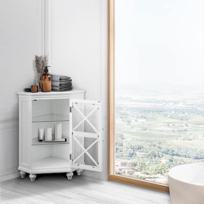 Teamson Home Blue Ridge Corner Wooden Floor Accent Cabinet