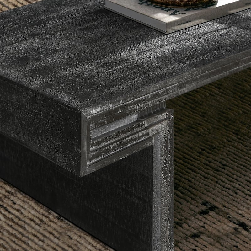 Double-Tier Structure Vintage Industrial Coffee Table for Living Room