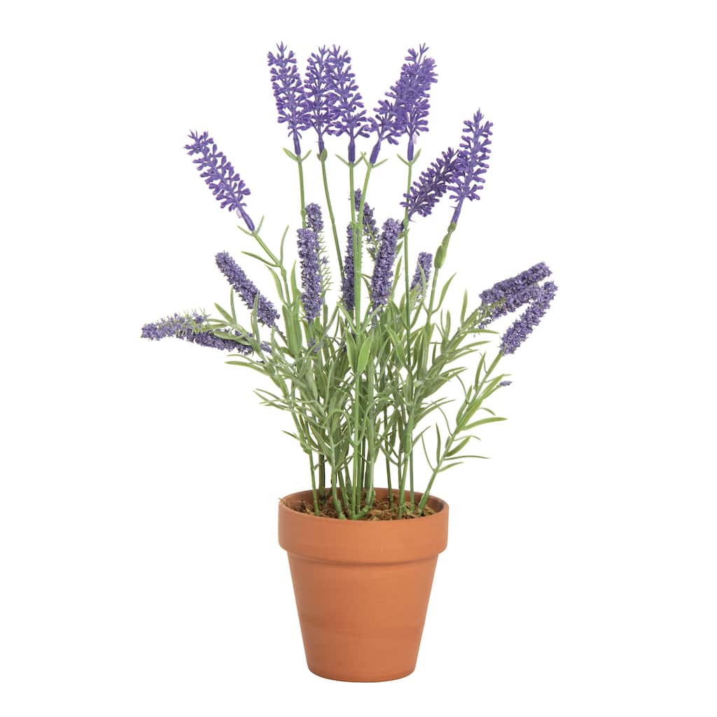 Transpac Artificial 15 in. Faux Lavender in Terracotta Pot - Multi