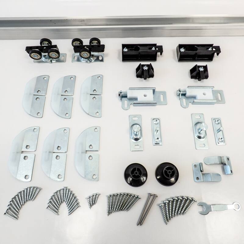 2 Pack Bifold Sliding Door Hardware and Track Kit 72'' with Smooth