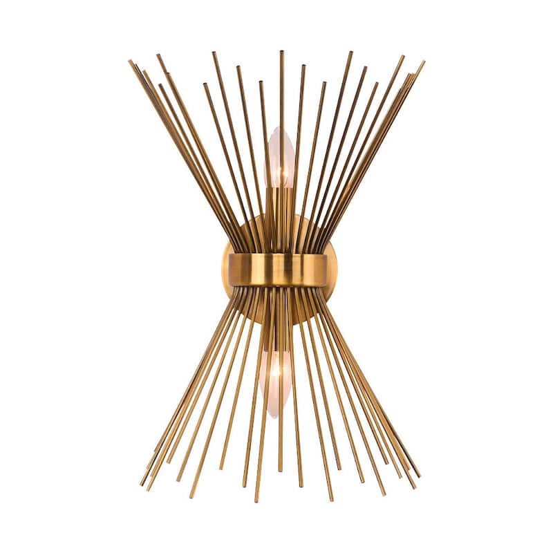 Modern Mid-century 2-light Starburst Wall Sconce - Brass