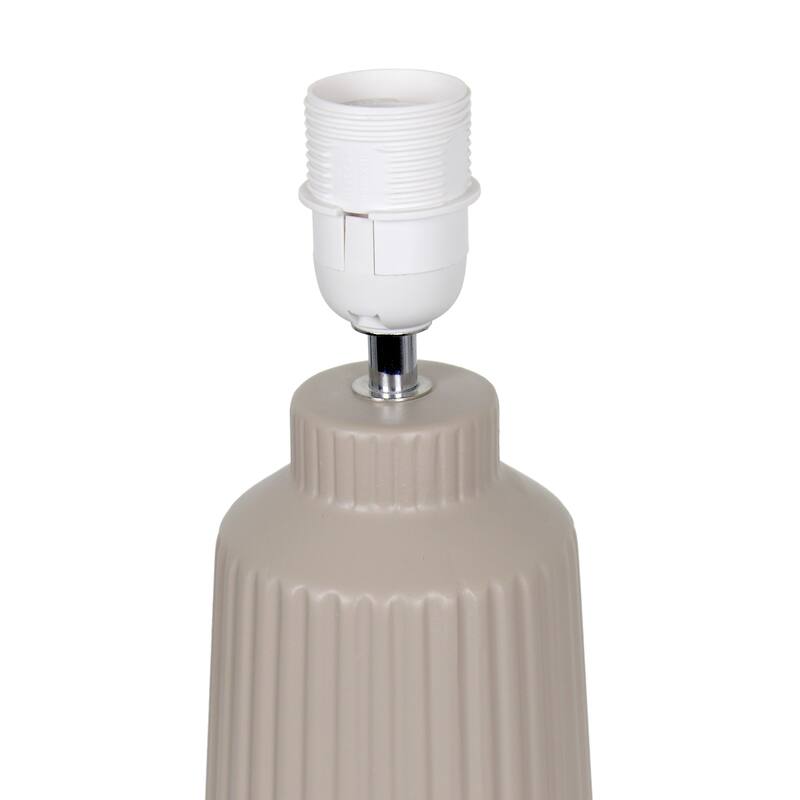 Vertical Grooved Ceramic Table Lamp with Drum Shade - 16" - Taupe