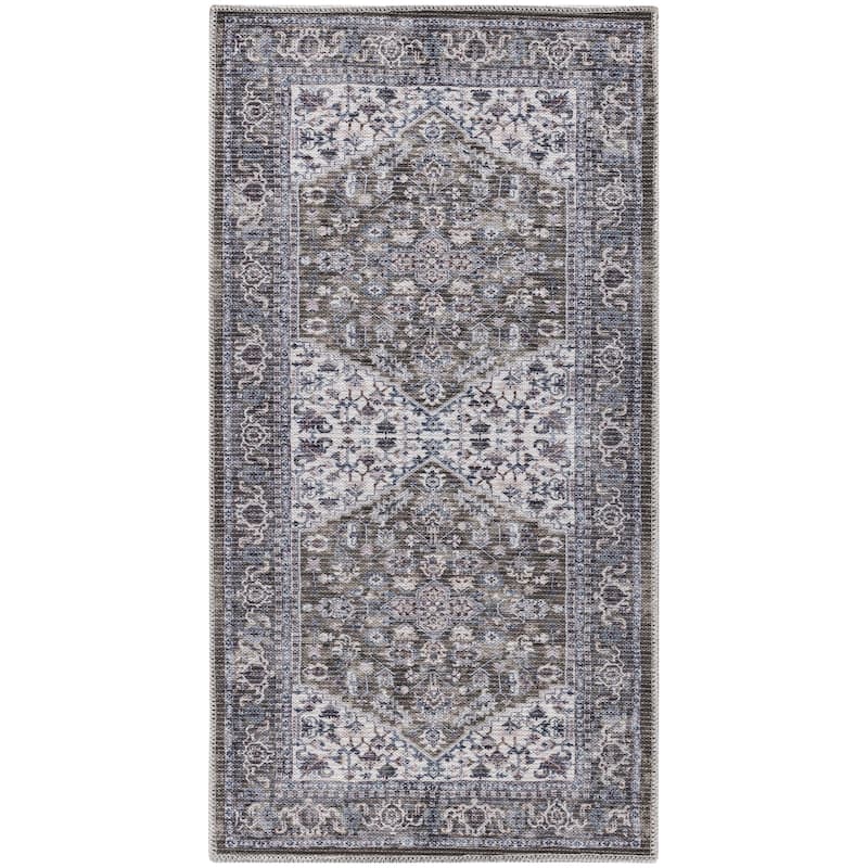 New Concept Washables Vintage Medallion Machine Washable Area Rug - 3' x 5' - Olive/Ivory