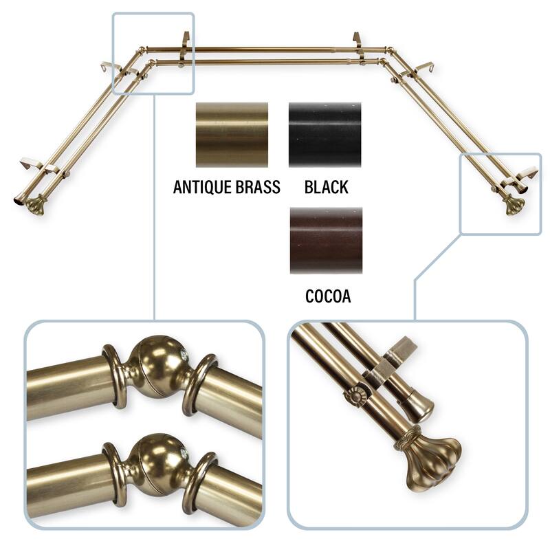 InStyleDesign Amor 13/16" Double Bay Window Curtain Rod