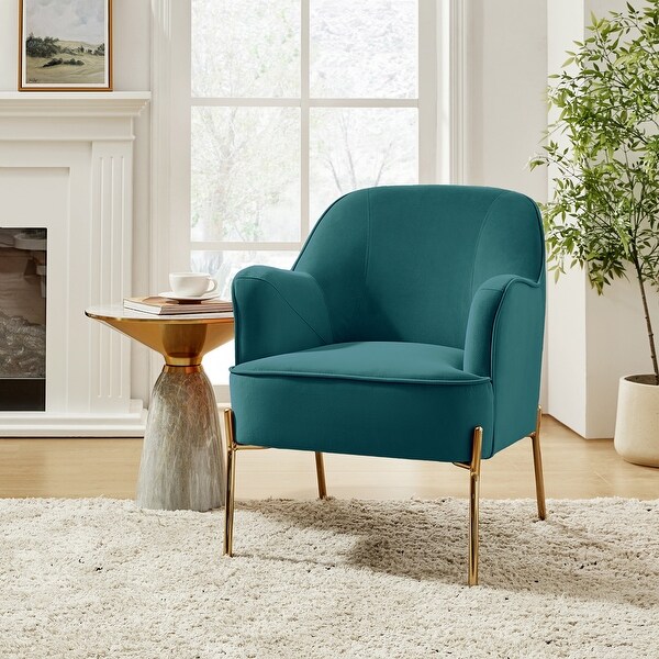 Nora Modern Accent Chair Comfy Velvet with Metal Legs by HULALA
