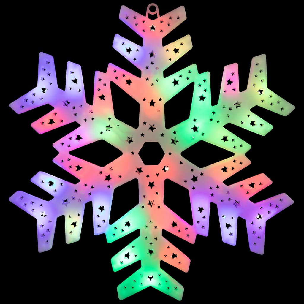 LED Color Changing Christmas Snowflake Window Decoration - 15"