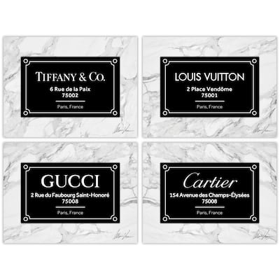 "Prestige Brand"Frameless Free Floating Reverse Printed Tempered Glass Wall Art Set of 4