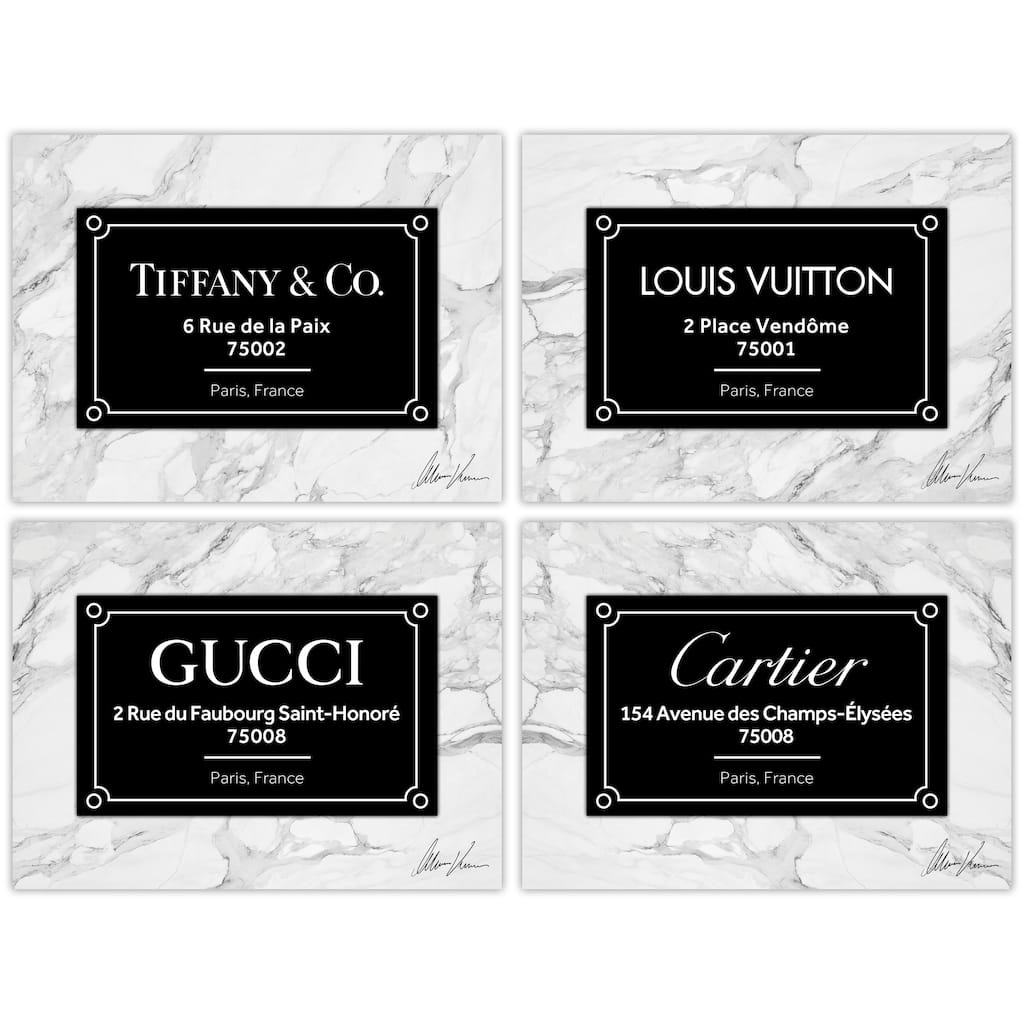 "Prestige Brand"Frameless Free Floating Reverse Printed Tempered Glass Wall Art Set of 4